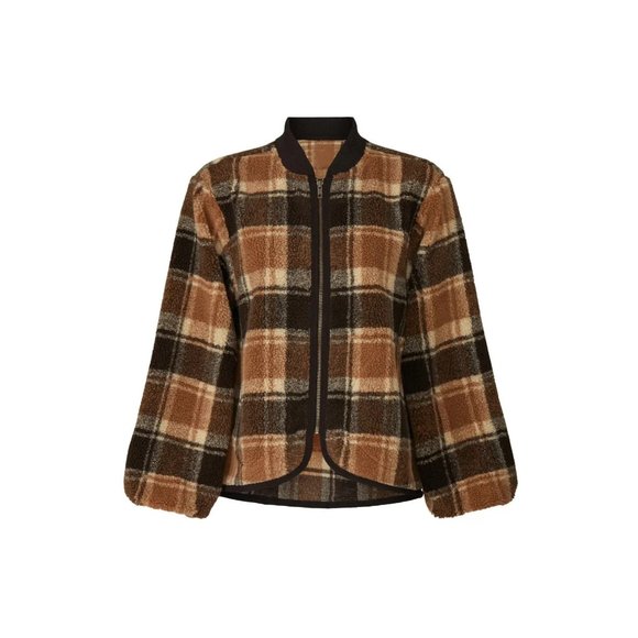 The Great. Sherpa Bomber Check Jacket Size 2 - Picture 4 of 7